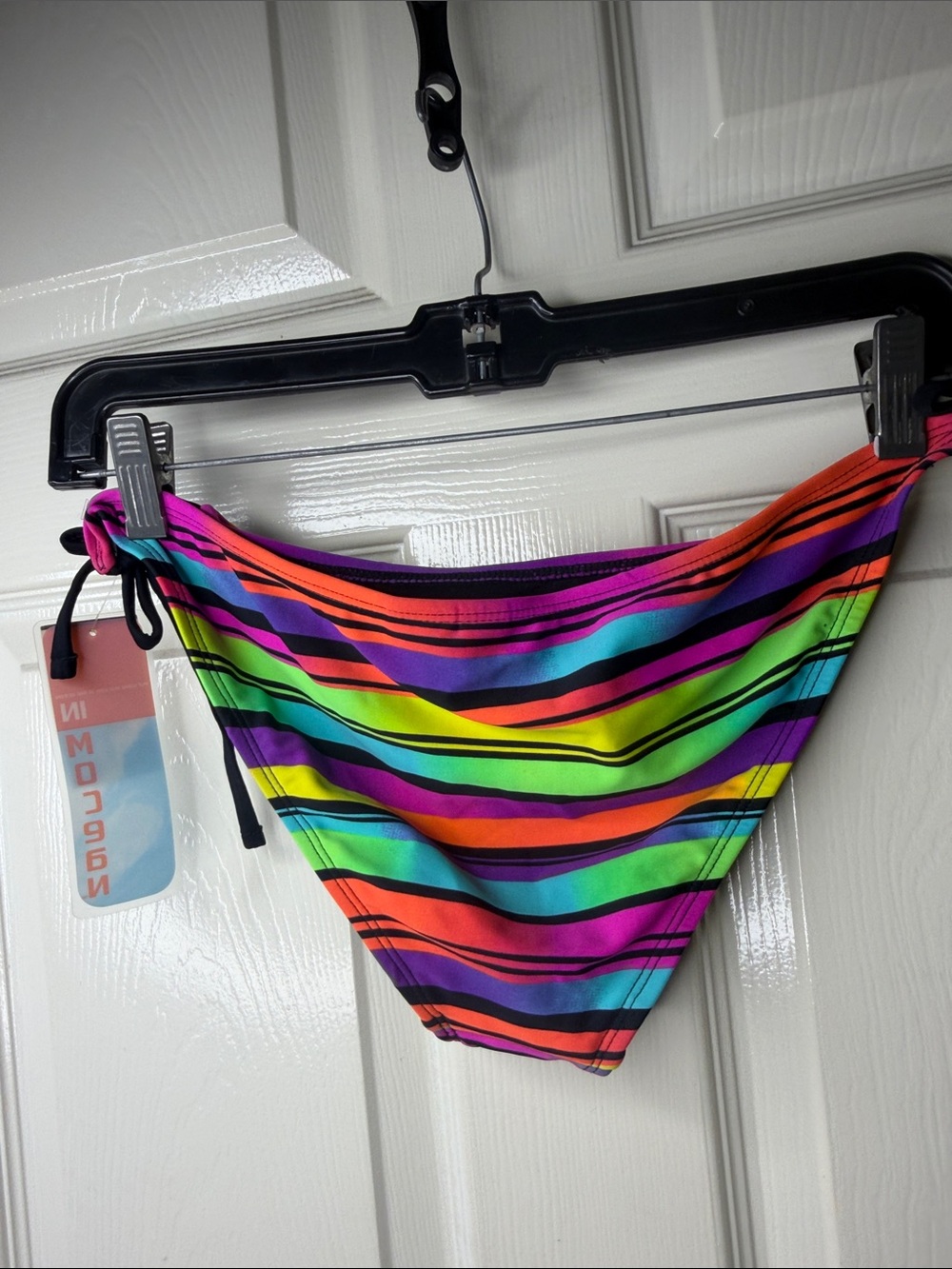 Women’s Tie-Side Bikini Bottoms in Rainbow Stripe - Picture 5 of 5